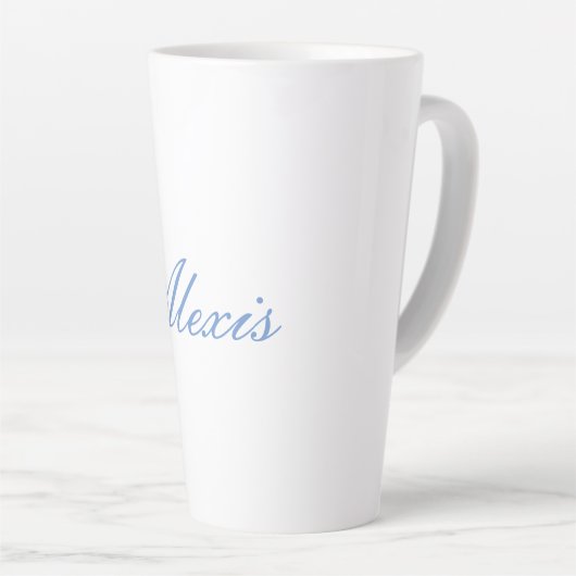 Naam Kalligrafie Script Plain Simple White Blue Latte Mok (Rechterhoek)