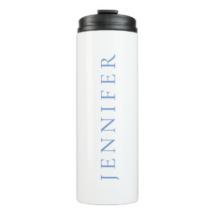 Naam Kalligrafie Script Plain Simple White Blue Thermosbeker