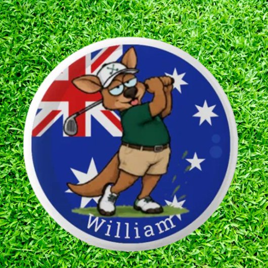 Naam kangoeroe Golfer Ronde Button 5,7 Cm