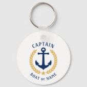 Naam kapitein Anchor Gold Laurel Foto terug White Sleutelhanger (Voorkant)