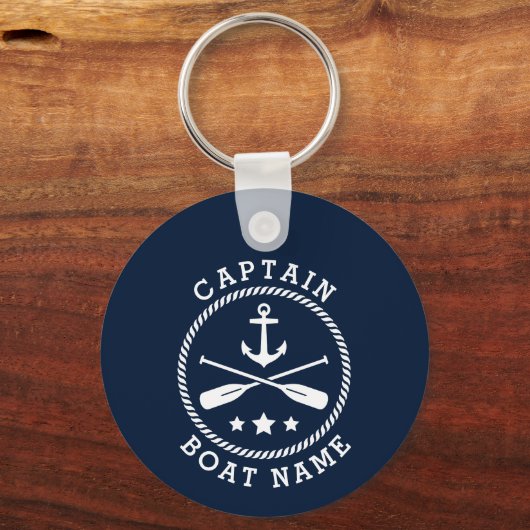 Naam kapitein Anchor Oars Naam Sleutelhanger (Voorkant)