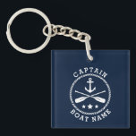 Naam kapitein Anchor Oars Stars Foto terug Sleutelhanger<br><div class="desc">Een nautische sleutelhanger met twee kanten, foto achteraan. Aan de voorzijde staat uw persoonlijke naam, naam van het schip of andere tekst en de rang van de kapitein of een andere titel zoals gewenst. Aan de voorzijde bevindt zich ook een anker van een aangepaste boot met een ontwerp van de...</div>