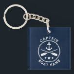 Naam kapitein Anchor Oars Stars Foto terug Sleutelhanger<br><div class="desc">Een nautische sleutelhanger met twee kanten, foto achteraan. Aan de voorzijde staat uw persoonlijke naam, naam van het schip of andere tekst en de rang van de kapitein of een andere titel zoals gewenst. Aan de voorzijde bevindt zich ook een anker van een aangepaste boot met een ontwerp van de...</div>