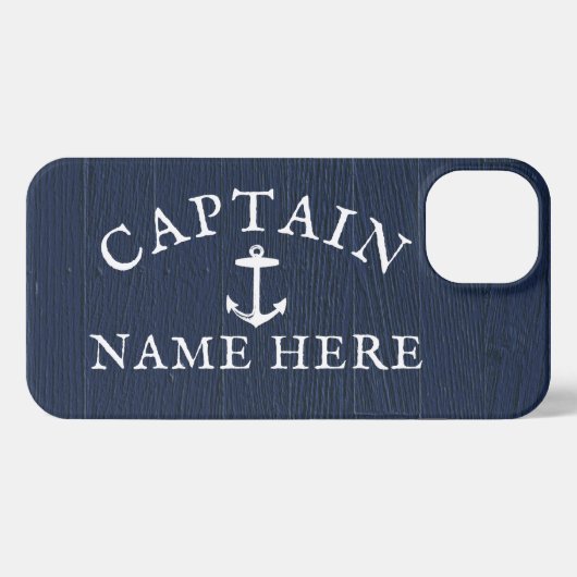 Naam kapitein boot Nautical Anchor Navy Blue iPhone Hoesje (Achterkant horizontaal)