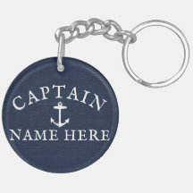 Naam kapitein boot Nautical Anchor Navy Blue