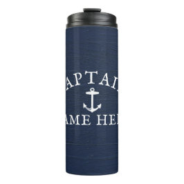 Naam kapitein boot Nautical Anchor Navy Blue Thermosbeker