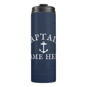 Naam kapitein boot Nautical Anchor Navy Blue Thermosbeker
