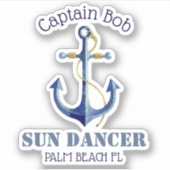 Naam kapitein Bootnaam Authentiek Nautisch Anker Sticker (Voorkant)