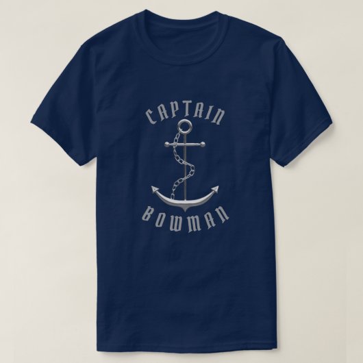 Naam kapitein Nautical Anchor Custom Name Boat T-shirt (Design voorkant)