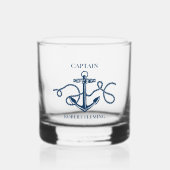 Naam kapitein nautische anker whisky glas (Voorkant)