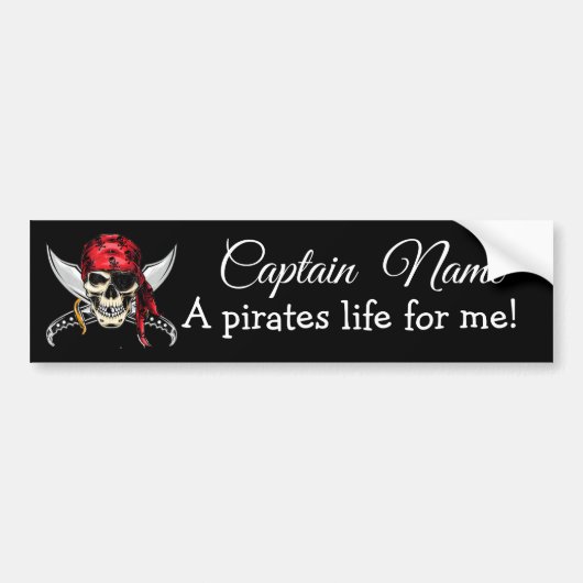 Naam kapitein Pirate Legend Black Bumpersticker (Voorkant)