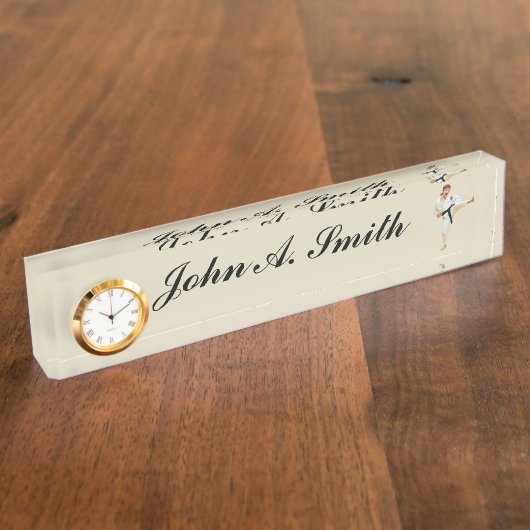  naam Karate Kicking Black Belt Naambordje (Zijkant)