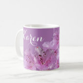  naam Karen floral paarse roze boho Koffiemok (Voorkant links)