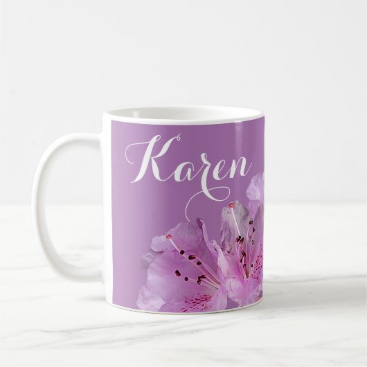  naam Karen floral paarse roze boho Koffiemok (Links)