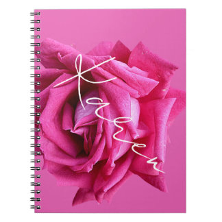 naam Karen hot pink roos floral Notitieboek