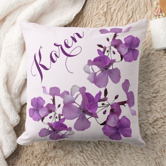  naam Karen  paarse bloemenboho Kussen (Deken)