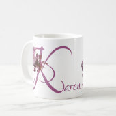naam Karen roze kersenbloesem boho Koffiemok (Voorkant links)