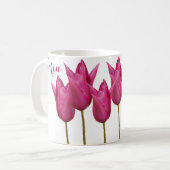  naam Karen  roze tulpen bloemig Koffiemok (Voorkant links)
