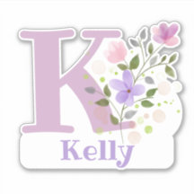 Naam Kelly & Initiaal met Floral Design