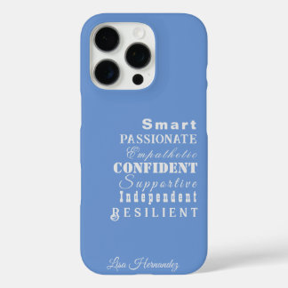  naam, Kenmerken Wit op Blauw iPhone 16 Pro Hoesje