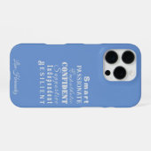 naam, Kenmerken Wit op Blauw iPhone Hoesje (Achterkant horizontaal)