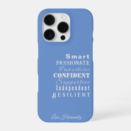 naam, Kenmerken Wit op Blauw iPhone Hoesje (Achterkant)