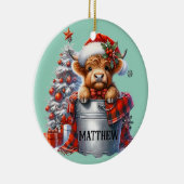 Naam Kerst Ornament Highland Koe in Bucket (Rechts)