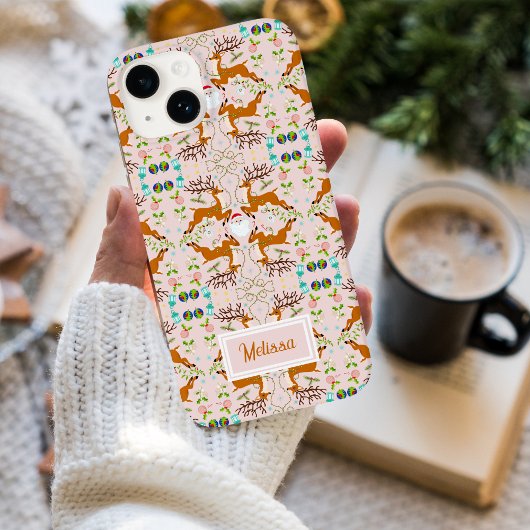 Naam Kerst Rendieren Roze Naadloos Patroon Case-Mate iPhone Case