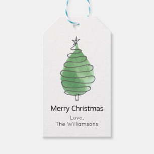 Naam kerstboom cadeaulabel