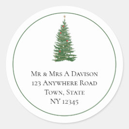 Naam kerstboom — Terugkeeradres Ronde Sticker