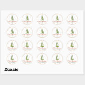 Naam kerstboomfamilie ronde sticker (Vel)