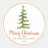 Naam kerstboomfamilie ronde sticker (Voorkant)