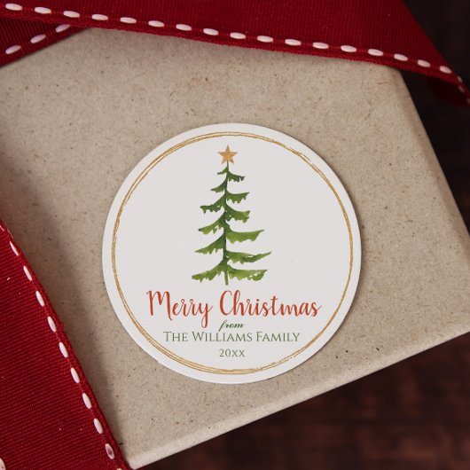 Naam kerstboomfamilie ronde sticker