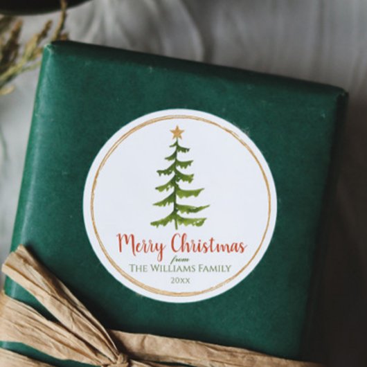 Naam kerstboomfamilie ronde sticker