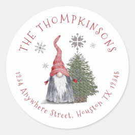 Naam kerstboomnaam Gnome Ronde Sticker