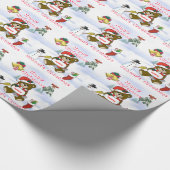Naam kerstfeest met Teddy en Snowscene Cadeaupapier (Hoek)