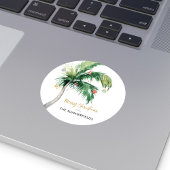 Naam kerstfeestdag palm boomfamilie ronde sticker