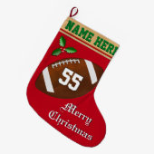 Naam kerstinslag football, nummer, monogram grote kerstsok (Voorkant (Hangend))