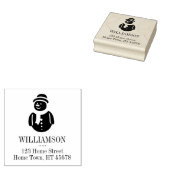 Naam kerstman gezinsnaam retouradres vierkant rubberstempel (Gestempeld)
