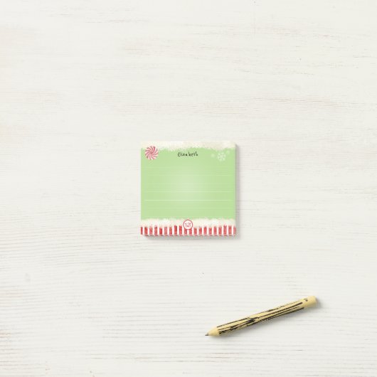 Naam: Kerstmis Elf Green Holiday Peppermint Fun Post-it® Notes (Op bureau)