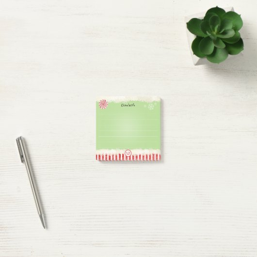 Naam: Kerstmis Elf Green Holiday Peppermint Fun Post-it® Notes (Kantoor)