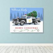  naam kerstmonogram politiewagen canvas afdruk (Insitu (Houten vloer))
