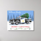  naam kerstmonogram politiewagen canvas afdruk (Voorkant)