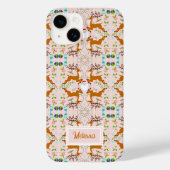 Naam Kerstrendieren Roze Naadloos Patroon Case-Mate iPhone Case (Achterkant)