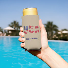 Naam, Khaki USA Blikje of Slim Seltzer Blikje Koel Blikjeskoeler