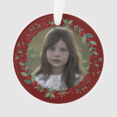 Naam Kind foto Bourgondische kerstkrans Ornament (voorkant)