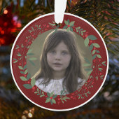 Naam Kind foto Bourgondische kerstkrans Ornament