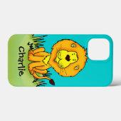 Naam kind lion aqua gele cartoon Case-Mate iPhone case (Achterkant (horizontaal))