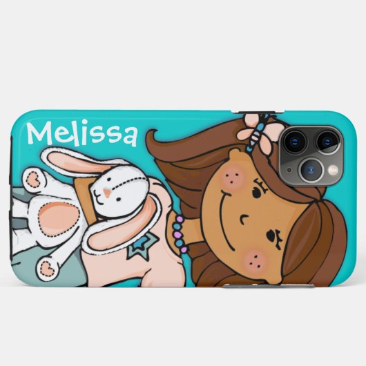 Naam kind meisje cuddles aqua peach Case-Mate iPhone case (Achterkant (horizontaal))