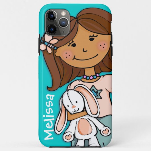 Naam kind meisje cuddles aqua peach Case-Mate iPhone case (Achterkant)